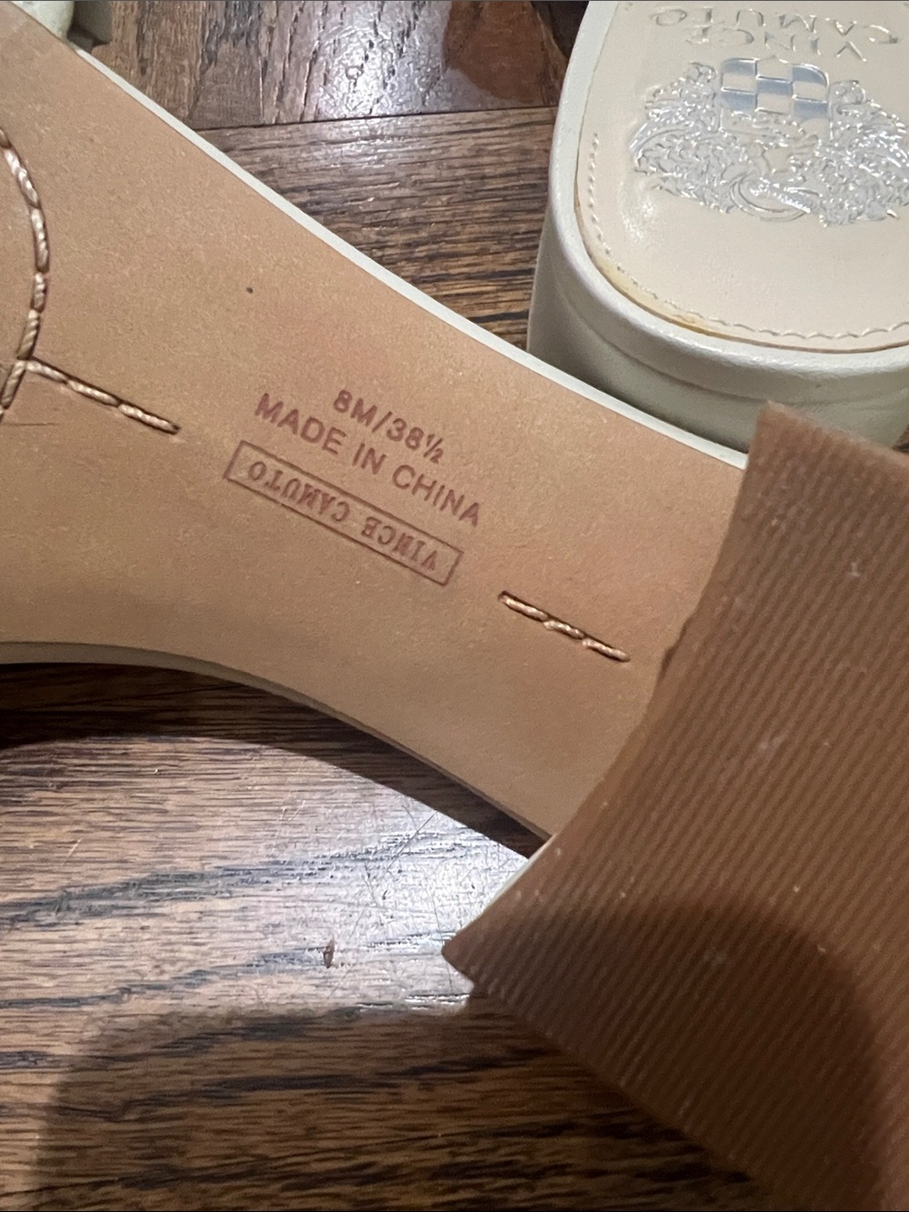 Vince Camuto Cream Woven Square-Toe Block Heel Mules - Picture 4 of 5